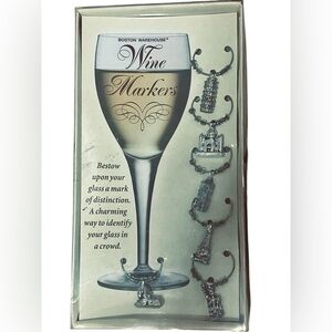 Boston Warehouse Wine Glass Landmark 6 Charms New In Box